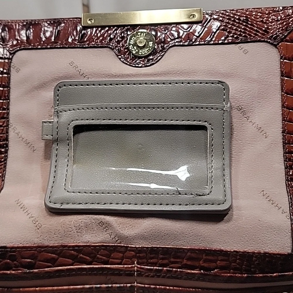 Brahmin's Genuine Leather Pecan Signature Crocodile Embossed Leather Handbag